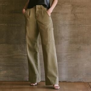 Joe's Jeans Petra Pants Army Green Cargo Side Pockets‎ Wide Leg High Rise Sz 29